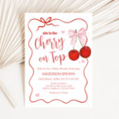 Cherry auf der Top Pink Bow Baby Dusche Einladung