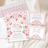 Cherry auf der Top Pink Bow Baby Dusche Einladung