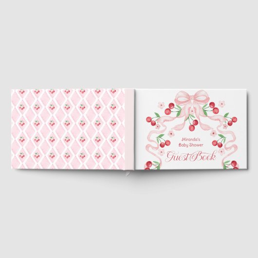 Cherry auf der Top Pink Bow Baby Dusche Gästebuch (Voll)