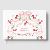 Cherry auf der Top Pink Bow Baby Dusche Gästebuch (Vorderseite)