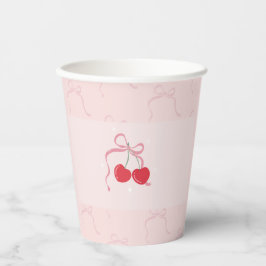 Cherry auf der Top Pink Bow Baby Dusche Pappbecher