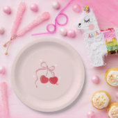 Cherry auf der Top Pink Bow Baby Dusche Pappteller (Party)