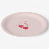 Cherry auf der Top Pink Bow Baby Dusche Pappteller (Schrägansicht)