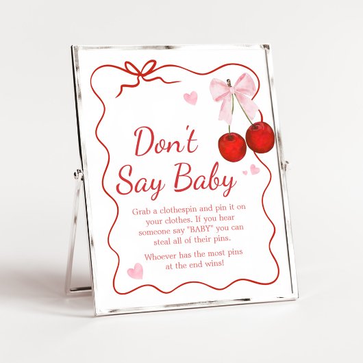 Cherry auf der Top Pink Bow Babydusche Sage kein B Poster