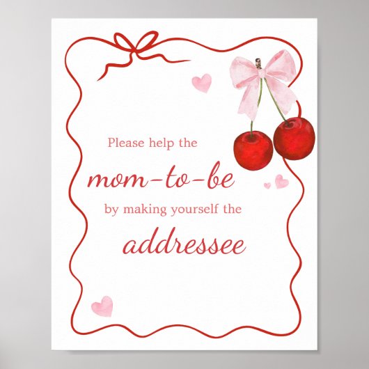 Cherry auf der Top Pink Bow BabyShower Envelope St Poster (Vorne)