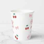 Cherry auf der Top Pink Bow Coquette Babydusche Pappbecher (Rechts)