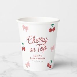 Cherry auf der Top Pink Bow Coquette Babydusche Pappbecher
