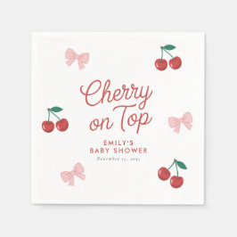 Cherry auf der Top Pink Bow Coquette Babydusche Serviette