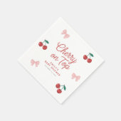 Cherry auf der Top Pink Bow Coquette Babydusche Serviette (Ecke)