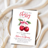 Cherry auf der Top Pink Bow Girl Baby Dusche Einladung