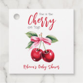 Cherry auf der Top Pink Bow Girl Baby Dusche Geschenkanhänger (Vorderseite)