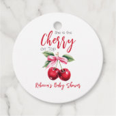 Cherry auf der Top Pink Bow Girl Baby Dusche Geschenkanhänger (Vorderseite)