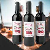 Cherry auf der Top Pink Bow Girl Baby Dusche Weinetikett