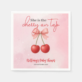Cherry auf der Top Pink Girl Babydusche Serviette