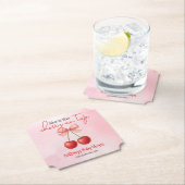 Cherry auf der Top Pink Girl Babydusche Untersetzer (Vor Ort)