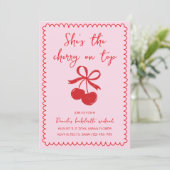 Cherry auf oben roter Hand gezeichnet Bachelorette Einladung (Stehend Vorderseite)