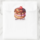 Cherry auf Pancakes Happy Birthday Runder Aufkleber (Tasche)