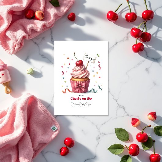 Cherry auf Top Baby Dusche Dankeskarte