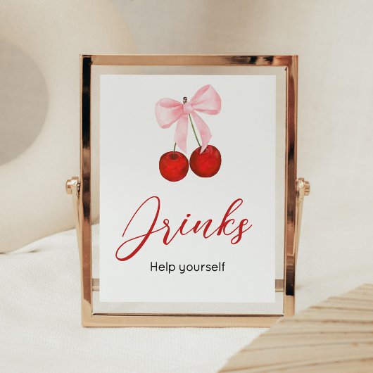 Cherry auf Top Baby Dusche Drinks Poster