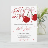 Cherry auf Top Baby Dusche Einladung (Stehend Vorderseite)