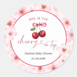 Cherry auf Top Baby Dusche Kirsche Blossom Runder Aufkleber