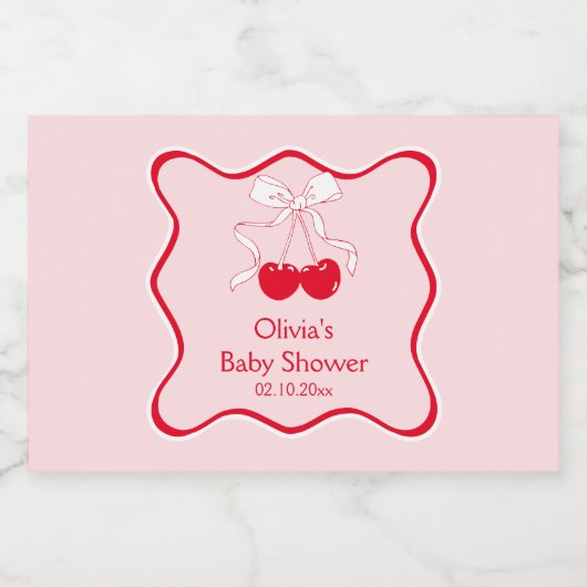 Cherry auf Top Baby Dusche Mini Champagne Schaumweinetikett (Einzelnes Label)