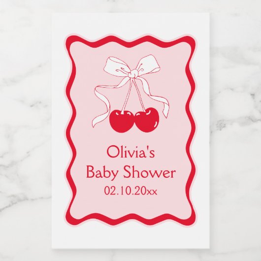 Cherry auf Top Baby Dusche Mini Champagne Weinetikett (Einzelnes Label)