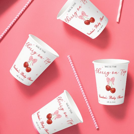 Cherry auf Top Baby Dusche Pappbecher