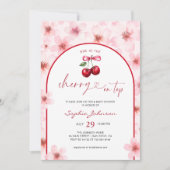 Cherry auf Top Baby Dusche rosa Kirschblossom Einladung (Vorderseite)