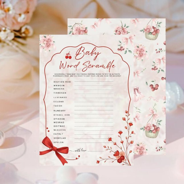 Cherry auf Top Baby Word Scramble Game | Rosa Bow (Von Creator hochgeladen)