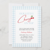 Cherry auf Top Blue Boy Baby Dusche Einladung (Vorderseite)
