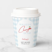 Cherry auf Top Blue Checkered Baby Dusche Pappbecher (Vorderseite)