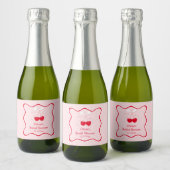 Cherry auf Top Bow Brautparty Mini Champagne Schaumweinetikett (Flaschen)