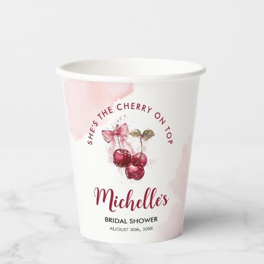 Cherry auf Top Bow Cocktail Summer Brautparty Pappbecher (Vorderseite)