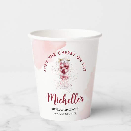 Cherry auf Top Bow Cocktail Summer Brautparty Pappbecher (Vorderseite)