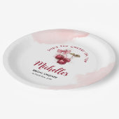 Cherry auf Top Bow Cocktail Summer Brautparty Pappteller (Schrägansicht)