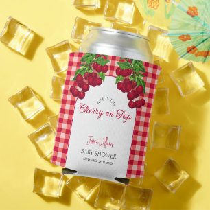Cherry auf Top Fall Gingham Kariert Baby Shower Dosenkühler