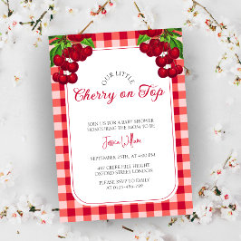 Cherry auf Top Fall Gingham Kariert Baby Shower Einladung