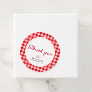 Cherry auf Top Fall Gingham Kariert Baby Shower Geschenkanhänger