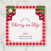 Cherry auf Top Fall Gingham Kariert Baby Shower Geschenkanhänger (Vorderseite)