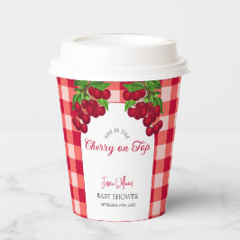 Cherry auf Top Fall Gingham Kariert Baby Shower Pappbecher