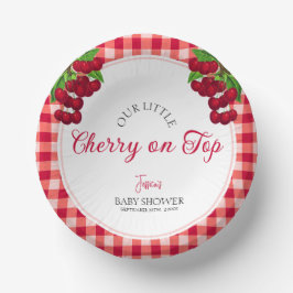 Cherry auf Top Fall Gingham Kariert Baby Shower Pappteller