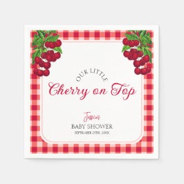 Cherry auf Top Fall Gingham Kariert Baby Shower Serviette