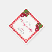 Cherry auf Top Fall Gingham Kariert Baby Shower Serviette (Ecke)