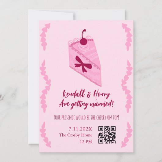 Cherry auf Top Fun Brautparty QR Code Einladung (Vorderseite)