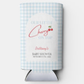 Cherry auf Top Gingham Checkered Baby Shower Selters Dosenkühler (Vorderseite)