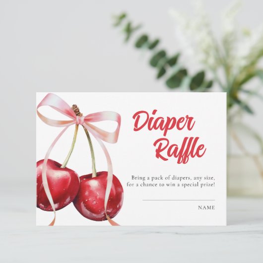 Cherry auf Top Girl Duwer Diaper Raffle Begleitkarte (Stehend Vorderseite)
