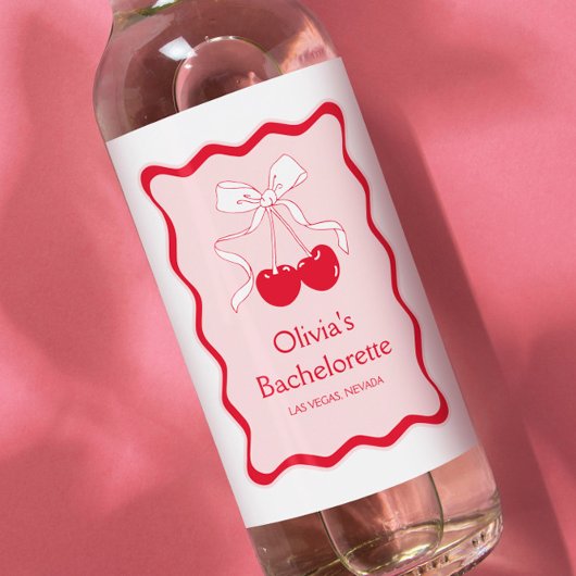 Cherry auf Top Junggeselinnen-Abschied Mini Champa Weinetikett