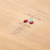 Cherry auf Top-moderne Babydusche Blue Bow Bow Acryleinladungen (Ablage )