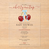 Cherry auf Top-moderne Babydusche Blue Bow Bow Acryleinladungen (Vorderseite)